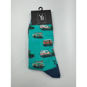 Yo‎ Sox Crew Socks Mens 7-12 Turquoise Stretch Cozy Performance Activewear NWT